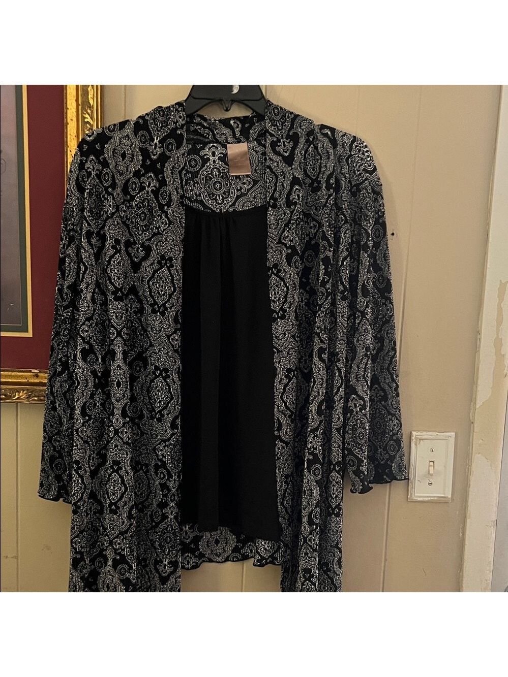 White Stag Black and Gray Paisley Cardigan